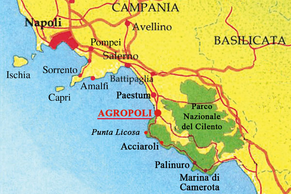 Carte de Agropoli et ses environs